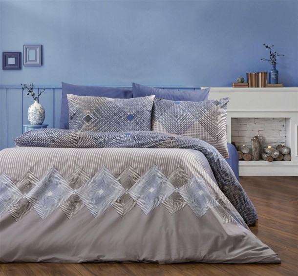Παπλωματοθήκη Polycotton Μονή 160x240εκ. Καλλιρόη 604 Grey-Blue DimCol