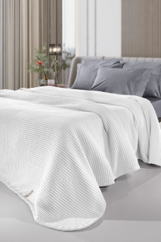 Κουβέρτα Πικέ Βαμβακερή Stonewashed Υπέρδιπλη Eternity Snow White 230x240εκ. Guy Laroche