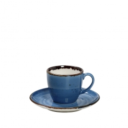 Φλυτζάνι Espresso Με Πιατάκι Πορσελάνης Terra Blue ESPIEL 90ml TLF112K6