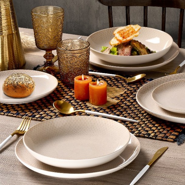 Σερβίτσιο Φαγητού Σετ 20τμχ In-glaze Stoneware Venus Beige CRYSPO TRIO 25.091.40