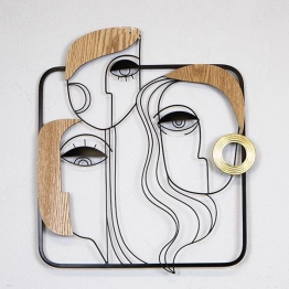 Διακοσμητικό Τοίχου Μεταλλικό Πρόσωπα Μαύρο-Καφέ 52,1x1,9x61εκ. ESTHETI 755-10022