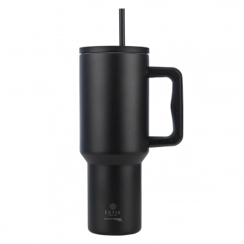 Θερμός Ανοξείδωτος Straw Tumbler XL 14,5x10x26εκ.-1200ml Midnight Black Save The Aegean Estia 01-32180
