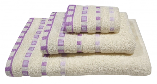 Πετσέτα Βαμβακερή Ζακάρ Χεριών 30x50εκ. Cream-Lilac Komvos Home 7000011-11