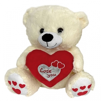 Αρκουδάκι Λούτρινο Εκρού Με Καρδιά 30εκ. ToyMarkt 79-528