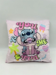 Διακοσμητικό Μαξιλάρι Velboa 38x38εκ. Disney Home Stitch & Angel 614 Baby Pink DimCol