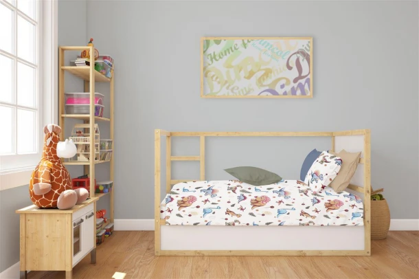 Σεντόνι Μεμονωμένο Βαμβακερό Με Λάστιχο Κούνιας 70x140+15εκ. Dinosaur 519 White-Blue Dimcol