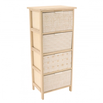Συρταριέρα MDF Με 4 Συρτάρια 37,5x27,5x86εκ. Μπεζ Με Σχέδια MRShome 1398000