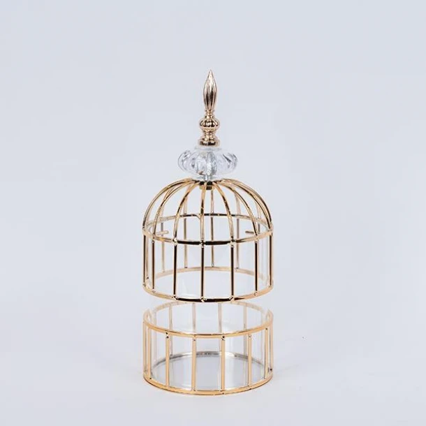 Φανάρι Κλουβί Μεταλλικό Χρυσό 13x32εκ. ESTHETI 752-10032