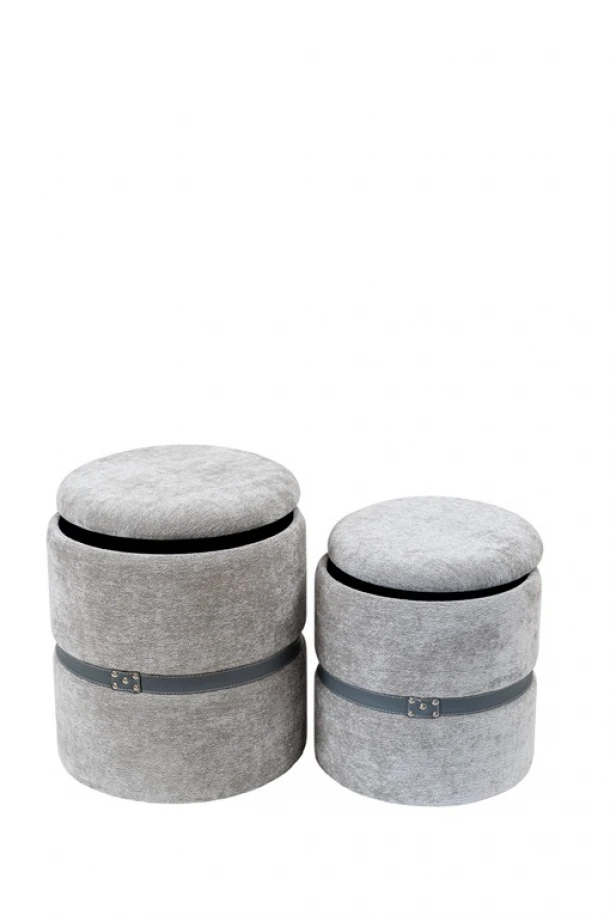 Σκαμπώ Σετ 2τμχ Γκρι 41x41x45εκ./35x35x38εκ. Zen Collection 26.31.52919