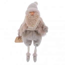 Χριστουγεννιάτικος Διακοσμητικός Άγιος Βασίλης Λούτρινος Καθιστός Κρεμ 30x20x72εκ. iliadis 86730