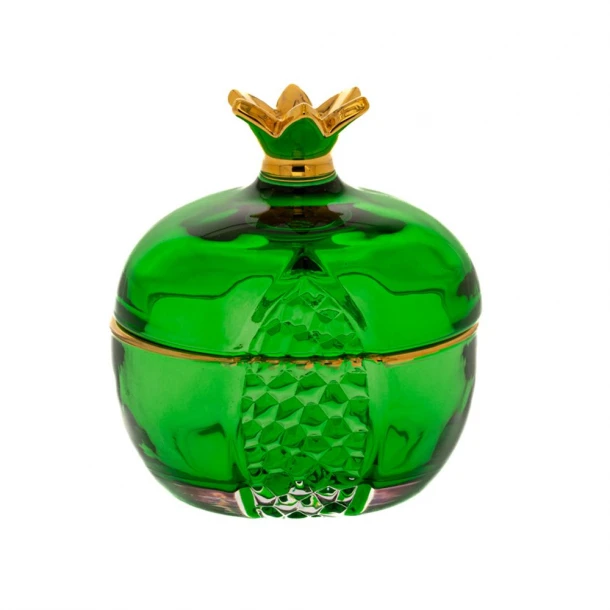 Διακοσμητικό Ρόδι Γυάλινο Πράσινο Με Καπάκι 10x10x11εκ. iliadis 87182