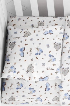 Μαξιλαροθήκη Φανελένια Bebe 35x45εκ. Elephant 074 White-Sky Blue DimCol