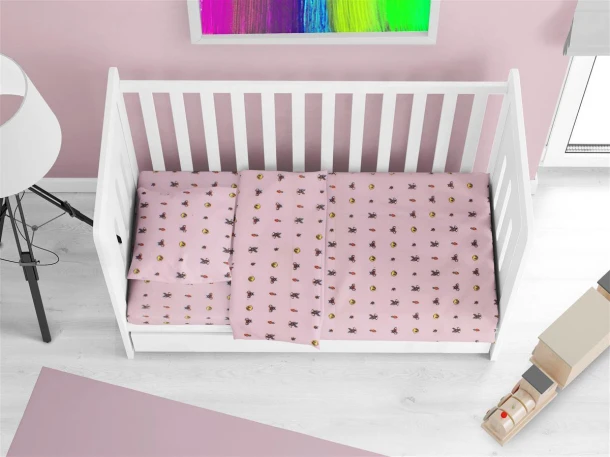 Σεντόνι Μεμονωμένο Φανελένιο Με Λάστιχο Κούνιας 70x140+15εκ. Looney Tunes 39 Pink DimCol