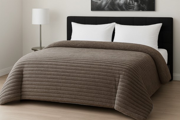 Κουβερτοπάπλωμα Flannel Comfort Μονό 160x220εκ. Rib Mocca Le Blanc 7001044-29