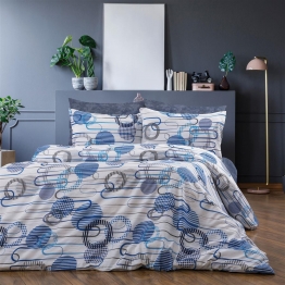 Σετ Σεντόνια 4τμχ Polycotton Υπέρδιπλα 220x240εκ. Διώνη 602 White-Blue DimCol