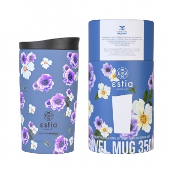 Θερμός Ποτήρι Ανοξείδωτος Travel Mug Garden Blue Save The Aegean 350ml-7,5x7,5x14,5εκ. Estia 01-20439