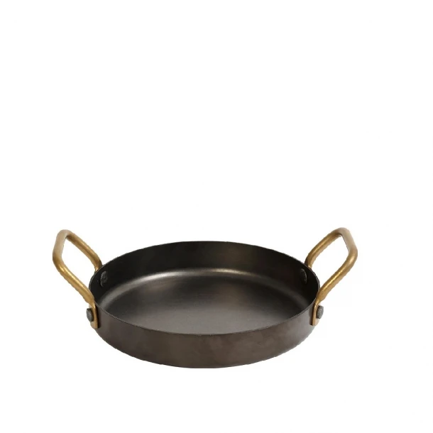 Σκεύος Σερβιρίσματος-Σαγανάκι Ανοξείδωτο 18/10 Με Λαβές Snow Black ESPIEL 19x14x3εκ./370ml FEV405