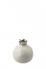 Ρόδι Κεραμικό Λευκό-Ασημί 7,6εκ. Zen Collection 24.3.50518