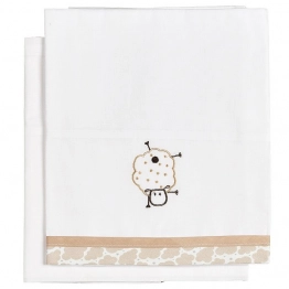 Σετ Σεντόνια 2τμχ Βαμβακερά Λίκνου 80x110εκ. Sheep Εκρού 23093