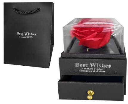 Κουτί-Μπιζουτιέρα Με Τεχνητό Τριαντάφυλλο 10,5x8x8εκ. Homie 22-3057