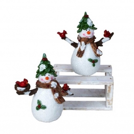 Σετ 2τμχ Χριστουγεννιάτικοι Διακοσμητικοί Χιονάνθρωποι Κεραμικοί Royal Art 10,5εκ. IKO4838