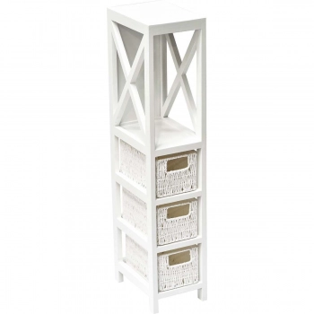 Έπιπλο MDF Με 1 Ράφι & 3 Συρτάρια Λευκό 17x24x82εκ. MRShome 1232000