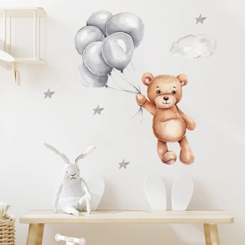 Αυτοκόλλητα Τοίχου Teddy Bear With Balloons 67x50εκ. Sipo SIP-WS63036