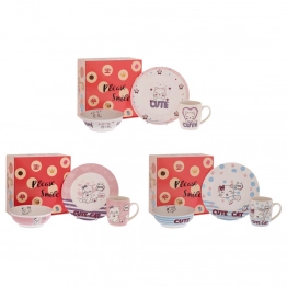 Παιδικό Σετ Φαγητού 3τμχ Γάτες Κεραμικό iliadis 91896