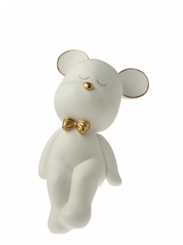 Διακοσμητικό Επιτραπέζιο Αρκουδάκι Polyresin Λευκό 12,5x9,5x25εκ. Zen Collection 25.6.51317