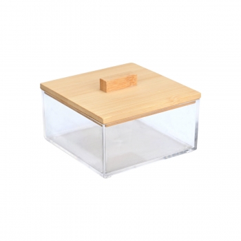 Κουτί Οργάνωσης Με Καπάκι Πλαστικό-Bamboo Essentials Estia 9x9x6εκ. 02-17675
