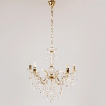 Πολυέλαιος 5 Φωτος Με Κρύσταλλα Χρυσός 64x65εκ. ESTHETI 757-12031