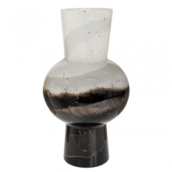 Βάζο Γυάλινο Λευκό-Μαύρο 19x31εκ. iliadis 91633