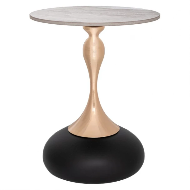 Τραπεζάκι Μεταλλικό Με Χρυσή Βάση Και Γκρι Κεραμική Επιφάνεια Φ42x52εκ. iliadis 91729