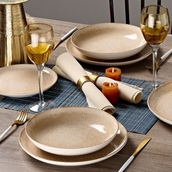 Σερβίτσιο Φαγητού Σετ 20τμχ In-glaze Stoneware Mars Beige-Brown CRYSPO TRIO 25.097.40