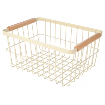 Καλάθι Οργάνωσης Μεταλλικό-Ξύλινο Ιβουάρ 33x22x15εκ. Allure Estia 01-24734