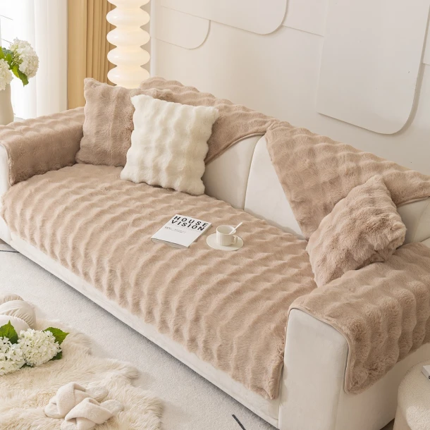 Ανώστρωμα Για Διθέσιο Καναπέ Faux Fur 70x180εκ. Biscuit Beige Melinen 20006657