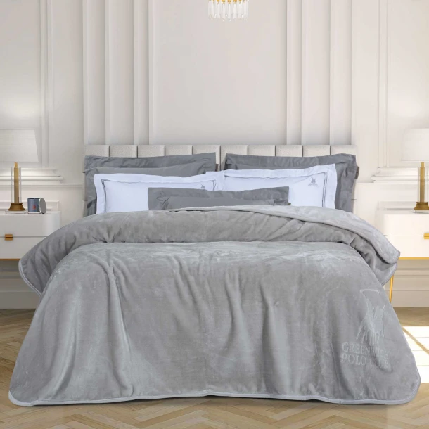 Κουβέρτα Βελουτέ Supersoft Μονή 160x240εκ. Essential 3442 Ασημί Greenwich Polo Club