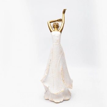 Διακοσμητικό Επιτραπέζιο Γυναίκα Polyresin Λευκό-Χρυσό 12,8x10,1x27,9εκ. ESTHETI 819-00902