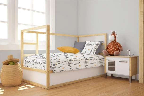 Παπλωματοθήκη Βαμβακερή Κούνιας 120x160εκ. Seabirds 578 White-Grey DimCol