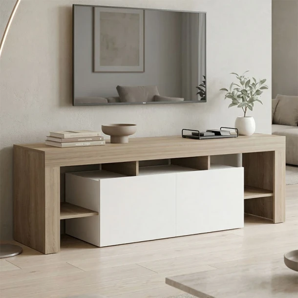 Έπιπλο τηλεόρασης Liner pakoworld sonoma-λευκό 150x40x50εκ