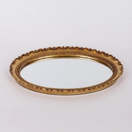 Δίσκος Polyresin Με Καθρέπτη Χρυσός 35,2x25,7x2,5εκ. ESTHETI 752-16133