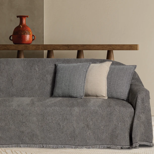 Ριχτάρι Chenille-Polycotton Τριθέσιος 180x300εκ. Dark Grey 0311 Das Home