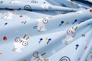 Πάνα Χασές Bebe Βαμβακερή 80x80εκ. Rabbit Garden 584 Sky Blue DimCol