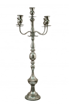 Κηροπήγιο Μεταλλικό Ασημί 38,5x38,5x83εκ. Zen Collection 24.38.51022