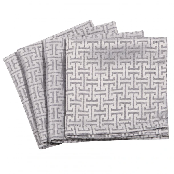 Σετ 4τμχ Πετσέτες Κουζίνας Polyester 40x40εκ. Essential 3008 Silver Greenwich Polo Club