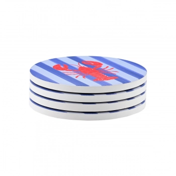 Σουβέρ Σετ 4τμχ Κεραμικό Με Αντιολισθητική Βάση Φελλού Φ10,3εκ. Lobster Estia 07-39301