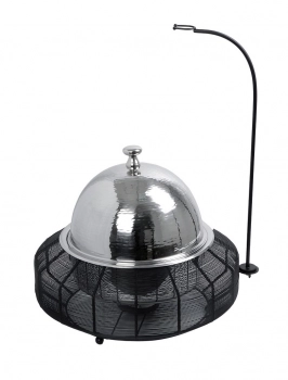 Πιατέλα Σερβιρίσματος Με Βάση Στήριξης Καπακιού Ανοξείδωτη-Αλουμινίου Μαύρη 55x55x43-73εκ. ESPIEL TAF108