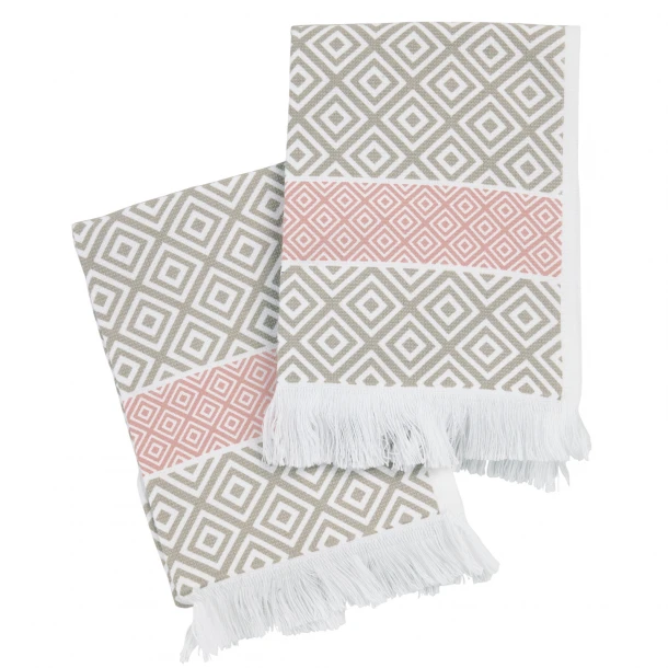 Ποτηρόπανο Σετ 2τμχ Βαμβακερό 30x50εκ. Kitchen 0894 Nude-Taupe Das Home