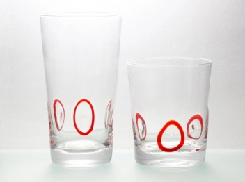 Σετ Ποτήρια Νερού 6τμχ Γυάλινα Circles Red 455ml CRYSPO TRIO 52.110.50
