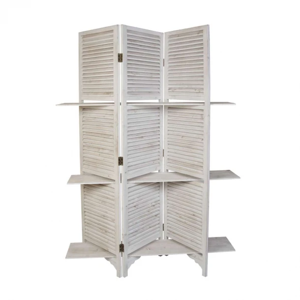 Παραβάν-Ραφιέρα Ξύλινο Αντικέ Μπεζ-Ιβουάρ Art Et Lumiere 122x35x180εκ. 06117